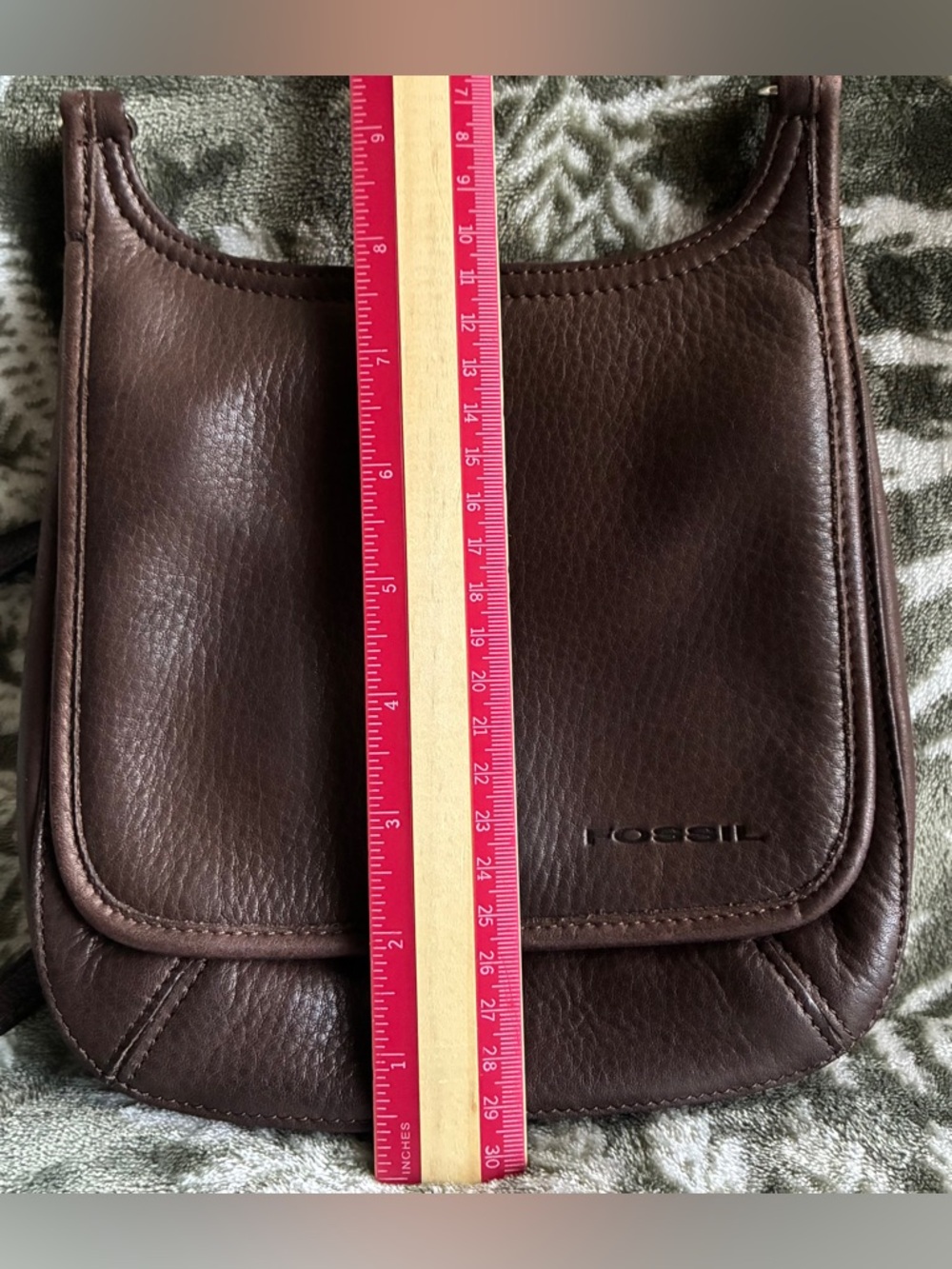 Fossil Brown Pebbled Leather Crossbody Bag - Picture 3 of 9